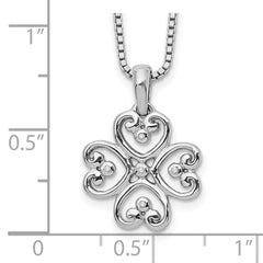 White Ice Sterling Silver Rhodium-plated 18 Inch Diamond 4 Heart Necklace with 2 Inch Extender QW337-18