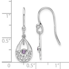 QW340AM White Ice Sterling Silver Rhodium-plated Amethyst Shepherd Hook Earrings