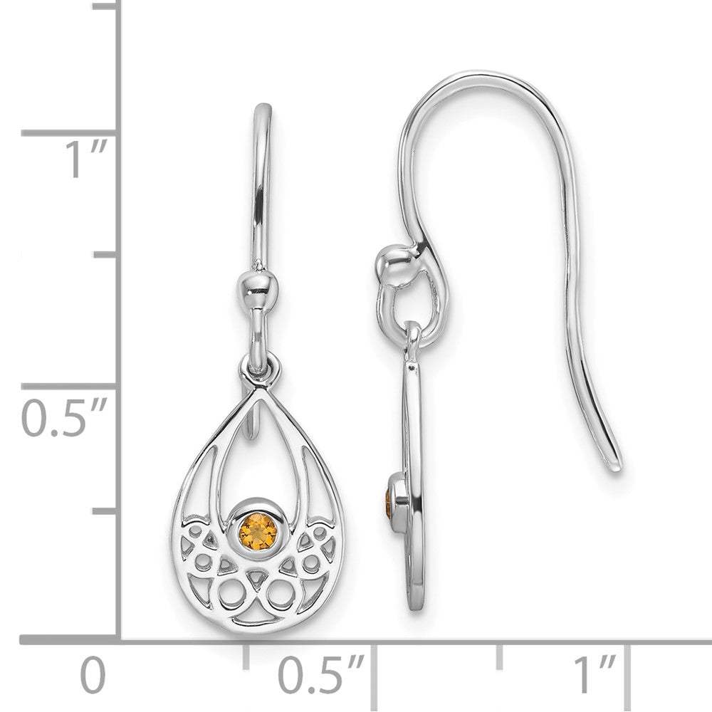 QW340CI White Ice Sterling Silver Rhodium-plated Citrine Shepherd Hook Earrings
