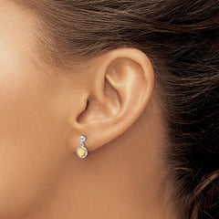 QW360CI White Ice Sterling Silver Rhodium-plated Diamond and Citrine Post Dangle Earrings