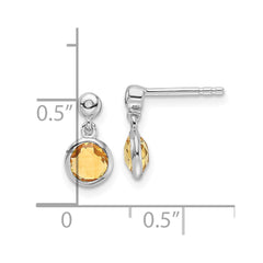 QW360CI White Ice Sterling Silver Rhodium-plated Diamond and Citrine Post Dangle Earrings