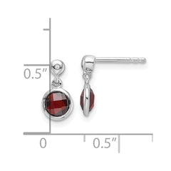 QW360GA White Ice Sterling Silver Rhodium-plated Diamond and Garnet Post Dangle Earrings