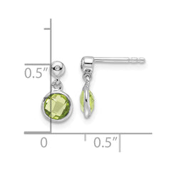 QW360PE White Ice Sterling Silver Rhodium-plated Diamond and Peridot Post Dangle Earrings