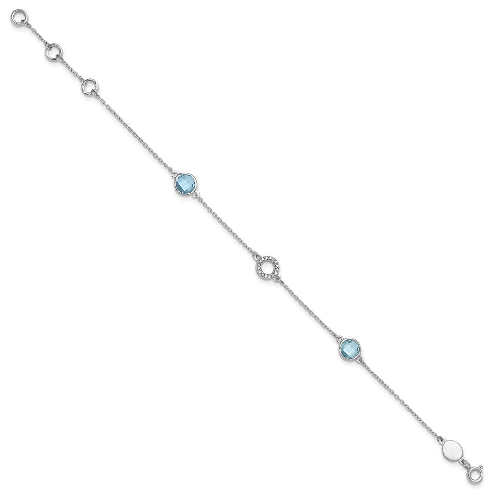 White Ice Sterling Silver Rhodium-plated 6.25 Inch Blue Topaz and Diamond Bracelet with 1 Inch Extender QW361-7.25