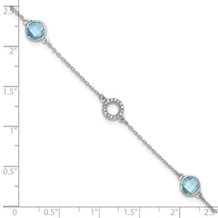 White Ice Sterling Silver Rhodium-plated 6.25 Inch Blue Topaz and Diamond Bracelet with 1 Inch Extender QW361-7.25