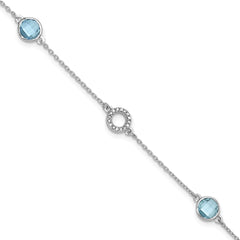 White Ice Sterling Silver Rhodium-plated 6.25 Inch Blue Topaz and Diamond Bracelet with 1 Inch Extender QW361-7.25
