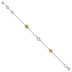 White Ice Sterling Silver/Rhodium-plated Diamond and Citrine 6.25 inch Bracelet plus 1 inch extender QW361CI-7.25