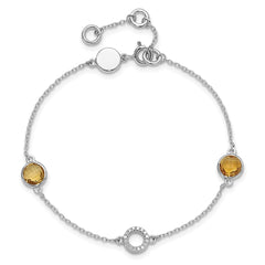White Ice Sterling Silver/Rhodium-plated Diamond and Citrine 6.25 inch Bracelet plus 1 inch extender QW361CI-7.25