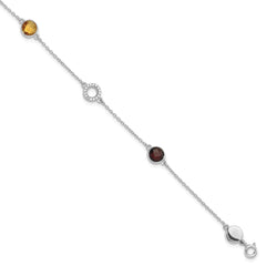 White Ice Sterling Silver Rhodium-plated Diamond, Citrine, Garnet 6.25 inch Bracelet plus 1inch Extender QW361CIGA-7.25