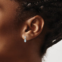 QW367BT White Ice Sterling Silver Rhodium-plated Diamond and Blue Topaz Post Dangle Earrings
