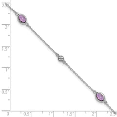 White Ice Sterling Silver Rhodium-plated 7.5 Inch Amethyst and Diamond  Bracelet with 1.25 Inch Extender QW368-7.5