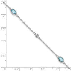 White Ice Sterling Silver Rhodium-plated 7.5 inch Diamond and Blue Topaz Bracelet with 1.25  inch Extender QW368BT-7.5
