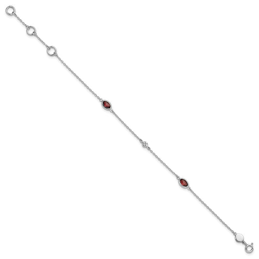 White Ice Sterling Silver Rhodium-plated 7.5 inch Diamond and Garnet Bracelet with1.25 inch Extender QW368GA-7.5