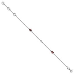White Ice Sterling Silver Rhodium-plated 7.5 inch Diamond and Garnet Bracelet with1.25 inch Extender QW368GA-7.5