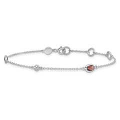 White Ice Sterling Silver Rhodium-plated 7.5 inch Diamond and Garnet Bracelet with1.25 inch Extender QW368GA-7.5