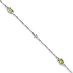 White Ice Sterling Silver Rhodium-plated 7.5 inch Diamond and Peridot Bracelet with 1.25 Inch Extender QW368PE-7.5