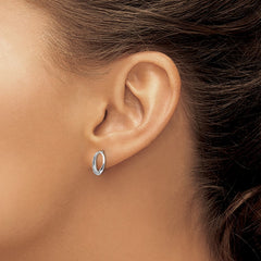 QW374 White Ice Sterling Silver Rhodium-plated Open Oval Diamond Post Earrings