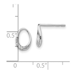 QW374 White Ice Sterling Silver Rhodium-plated Open Oval Diamond Post Earrings