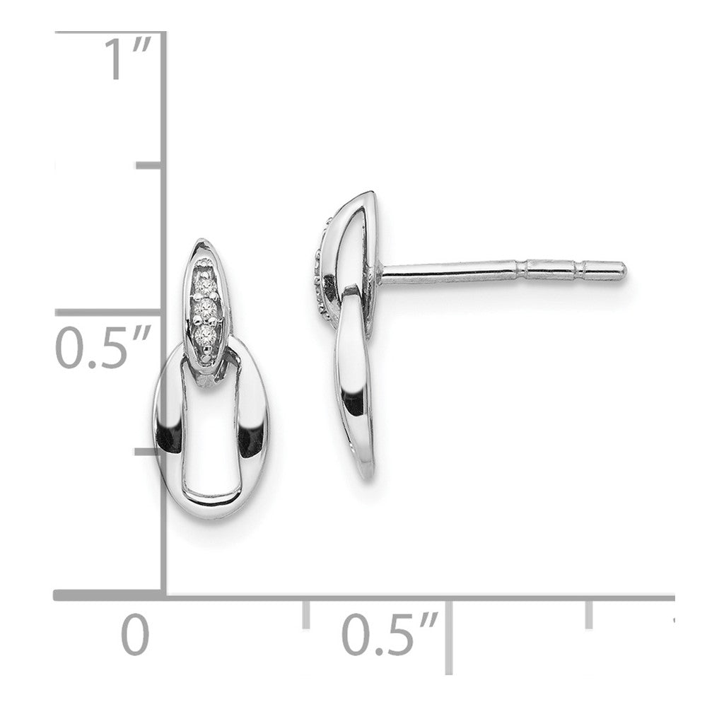 QW376 White Ice Sterling Silver Rhodium-plated Open Oval Diamond Post Dangle Earrings