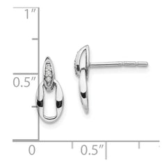 QW376 White Ice Sterling Silver Rhodium-plated Open Oval Diamond Post Dangle Earrings
