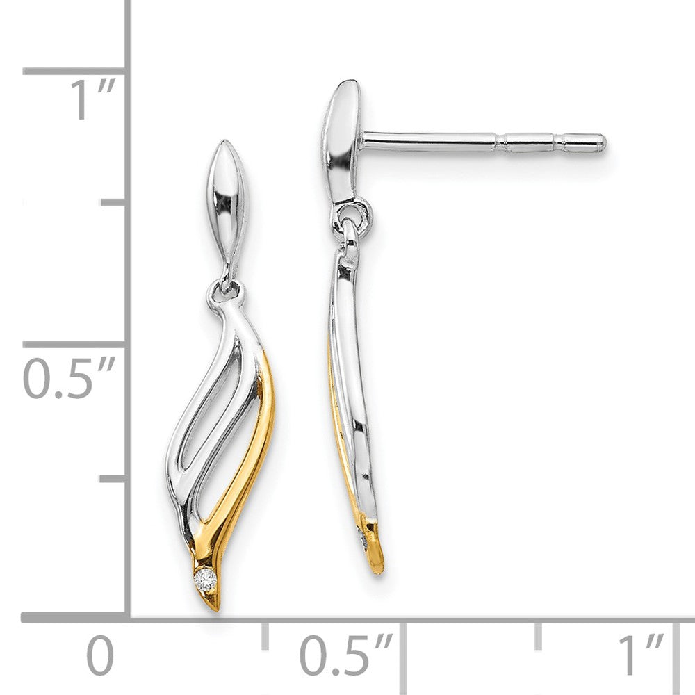 QW380 White Ice Sterling Silver Rhodium-plated Gold-plated Diamond Post Dangle Earrings