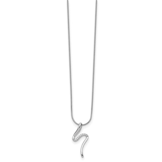 White Ice Sterling Silver Rhodium-plated 18 Inch Diamond S Shaped Necklace with 2 Inch Extender QW390-18