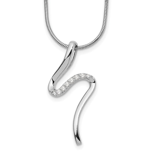 White Ice Sterling Silver Rhodium-plated 18 Inch Diamond S Shaped Necklace with 2 Inch Extender QW390-18