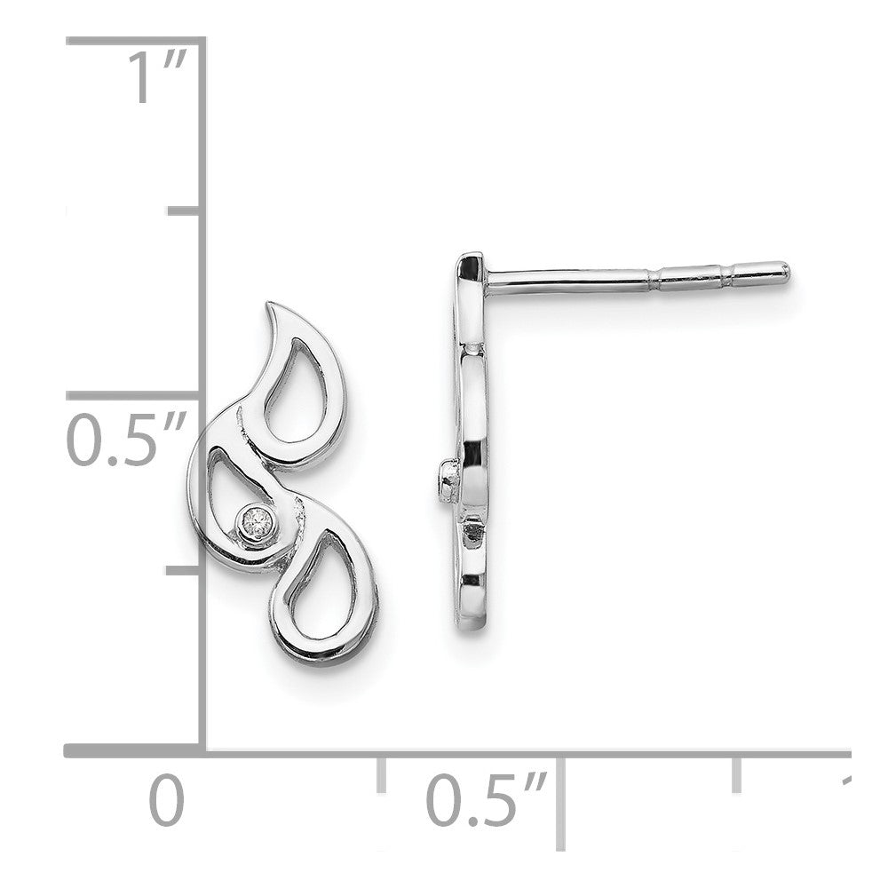 QW391 White Ice Sterling Silver Rhodium-plated Diamond Raindrop Post Earrings