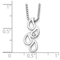 White Ice Sterling Silver Rhodium-plated 18 Inch Diamond Raindrop Slide Necklace QW393-18