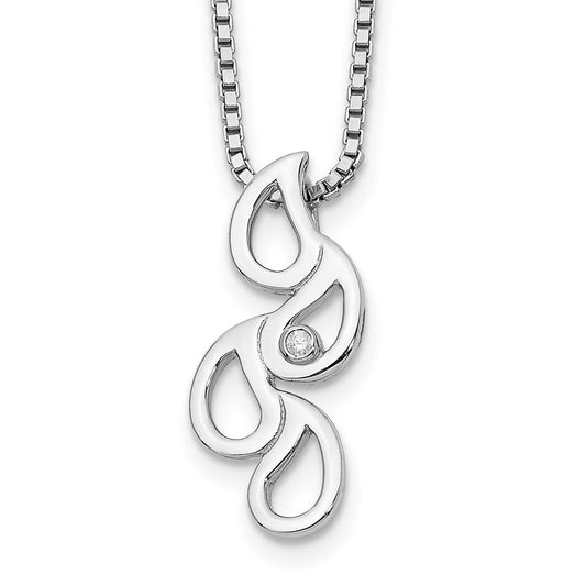 White Ice Sterling Silver Rhodium-plated 18 Inch Diamond Raindrop Slide Necklace QW393-18