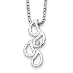 White Ice Sterling Silver Rhodium-plated 18 Inch Diamond Raindrop Slide Necklace QW393-18