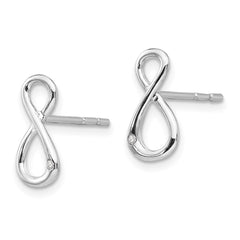 QW396 White Ice Sterling Silver Rhodium-plated Diamond Infinity Symbol Post Earrings