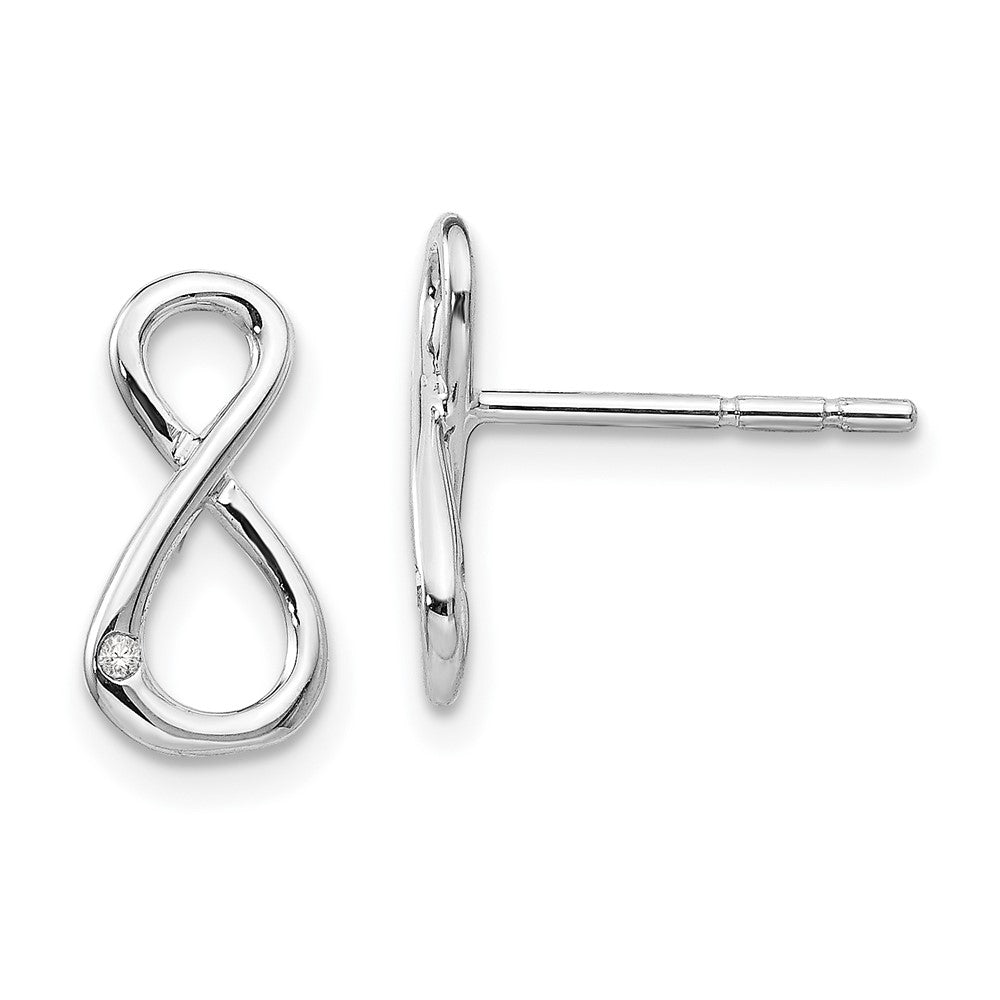QW396 White Ice Sterling Silver Rhodium-plated Diamond Infinity Symbol Post Earrings