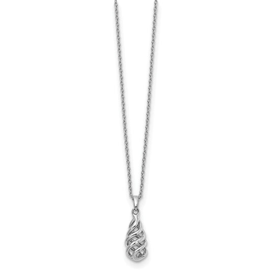 White Ice Sterling Silver Rhodium-plated 18 Inch Diamond Spiral Necklace with 2 Inch Extender QW397-18