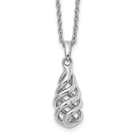 White Ice Sterling Silver Rhodium-plated 18 Inch Diamond Spiral Necklace with 2 Inch Extender QW397-18