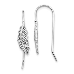 QW402 White Ice Sterling Silver Rhodium-plated Diamond Feather Dangle Earrings