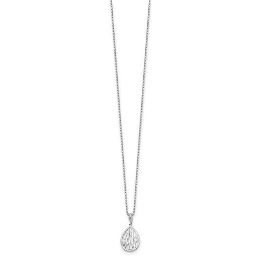 White Ice Sterling Silver Rhodium-plated 18 Inch Diamond Leaf Pendant Necklace with 2 Inch Extender QW403-18