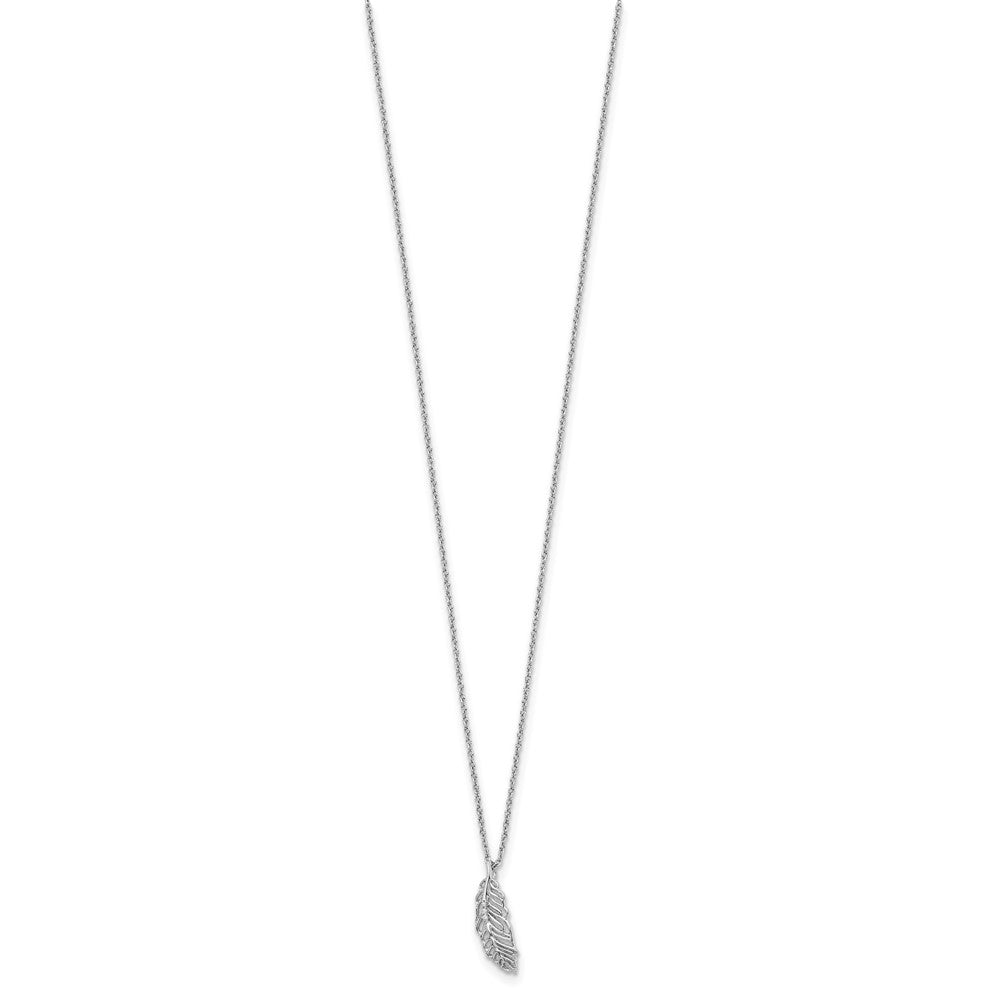 White Ice Sterling Silver Rhodium-plated 18 Inch Diamond Feather Necklace with 2 Inch Extender QW404-18