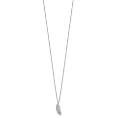 White Ice Sterling Silver Rhodium-plated 18 Inch Diamond Feather Necklace with 2 Inch Extender QW404-18