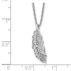 White Ice Sterling Silver Rhodium-plated 18 Inch Diamond Feather Necklace with 2 Inch Extender QW404-18