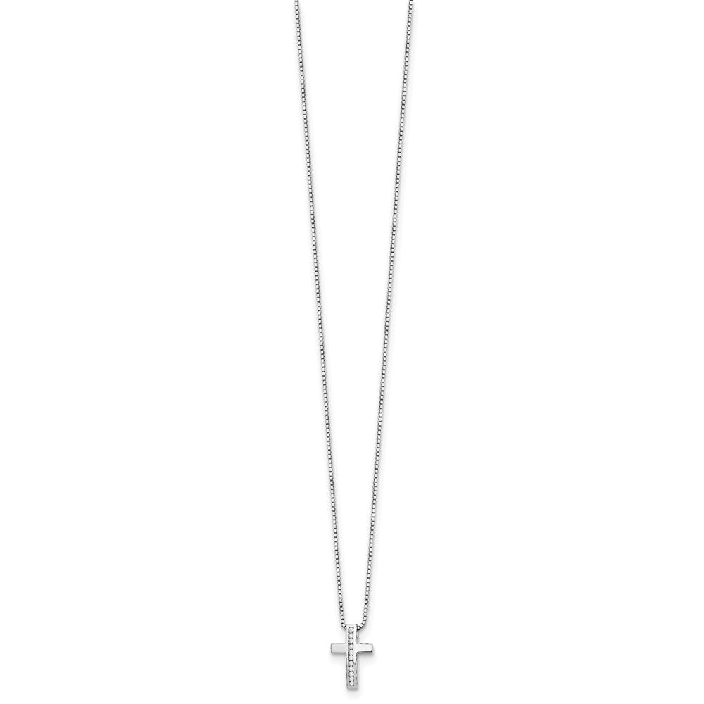 White Ice Sterling Silver Rhodium-plated 18 Inch Diamond Cross Slide Pendant Necklace with 2 Inch Extender QW410-18