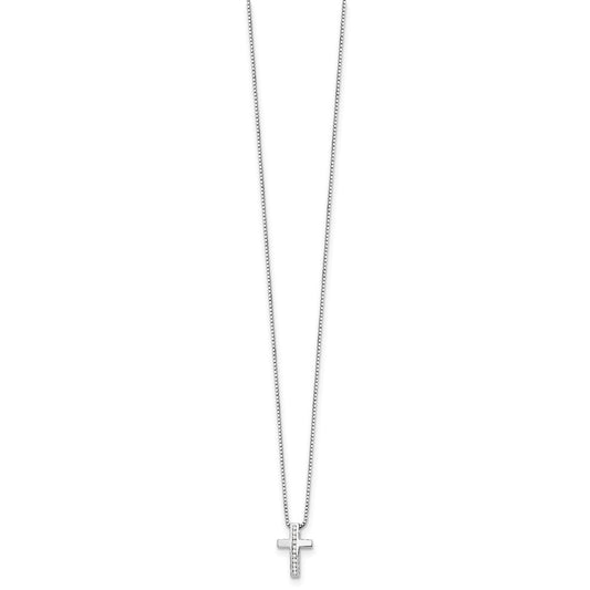 White Ice Sterling Silver Rhodium-plated 18 Inch Diamond Cross Slide Pendant Necklace with 2 Inch Extender QW410-18