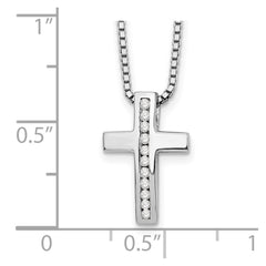 White Ice Sterling Silver Rhodium-plated 18 Inch Diamond Cross Slide Pendant Necklace with 2 Inch Extender QW410-18