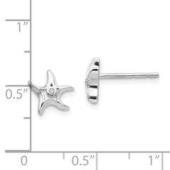 QW411 White Ice Sterling Silver Rhodium-plated Diamond Starfish Post Earrings