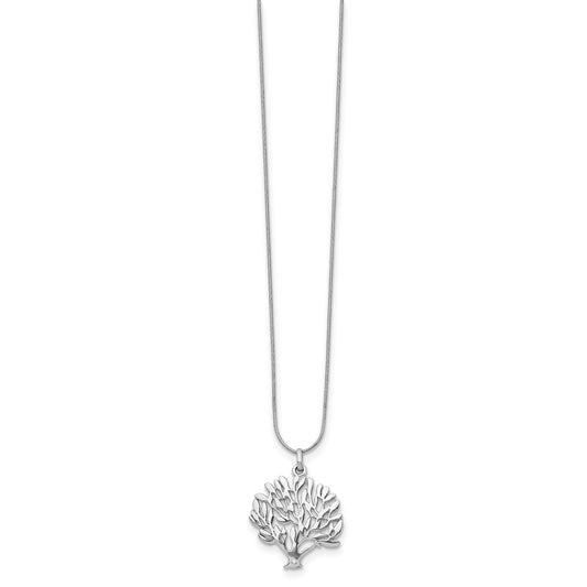 White Ice Sterling Silver Rhodium-plated 18 Inch Diamond Tree Pendant Necklace with 2 Inch Extender QW412-18