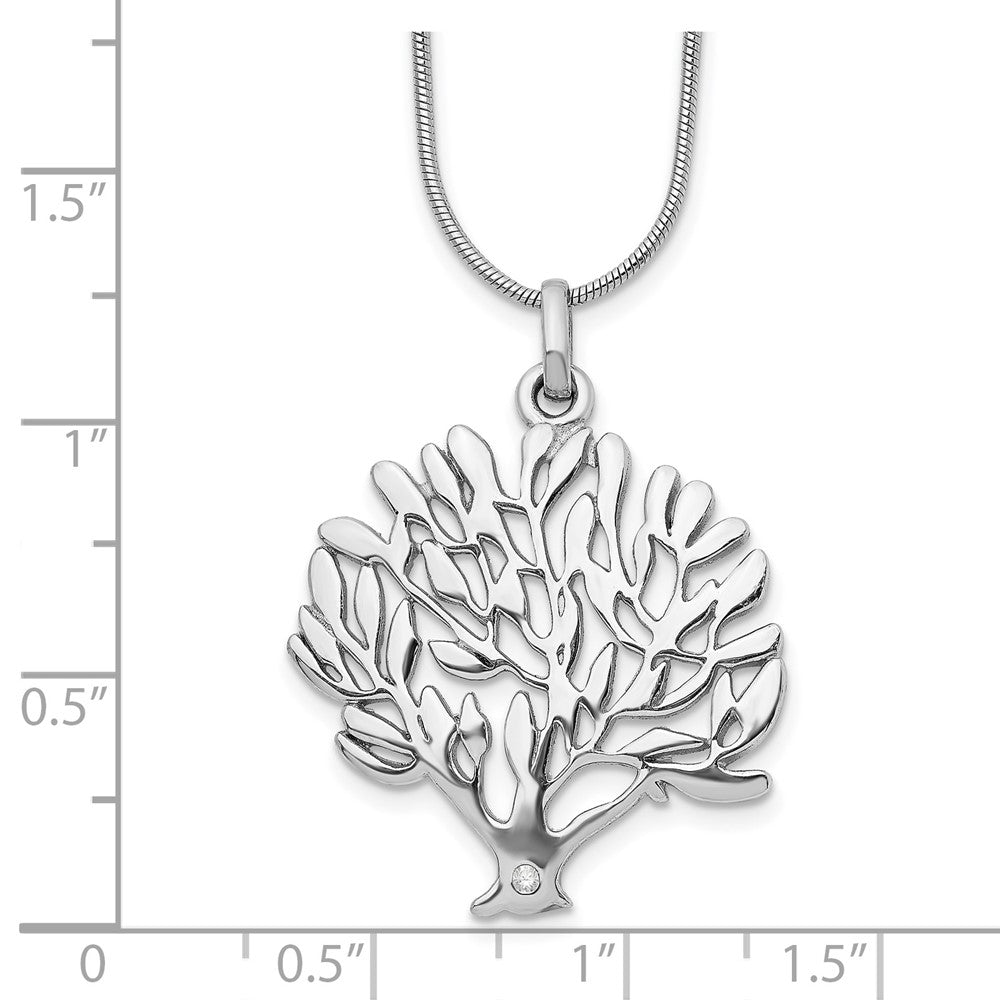 White Ice Sterling Silver Rhodium-plated 18 Inch Diamond Tree Pendant Necklace with 2 Inch Extender QW412-18