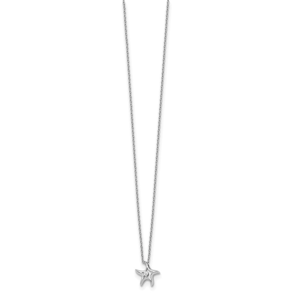 White Ice Sterling Silver Rhodium-plated 18 Inch Diamond Starfish Slide Pendant Necklace with 2 Inch Extender QW413-18