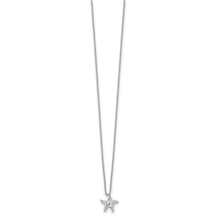 White Ice Sterling Silver Rhodium-plated 18 Inch Diamond Starfish Slide Pendant Necklace with 2 Inch Extender QW413-18