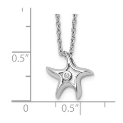 White Ice Sterling Silver Rhodium-plated 18 Inch Diamond Starfish Slide Pendant Necklace with 2 Inch Extender QW413-18