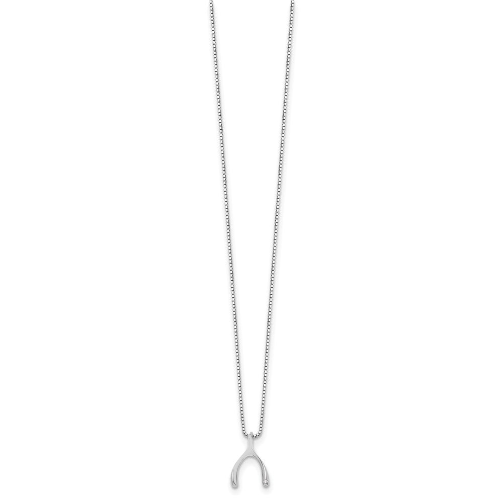 White Ice Sterling Silver Rhodium-plated 18 Inch Diamond Wishbone Slide Pendant Necklace with 2 Inch Extender QW416-18
